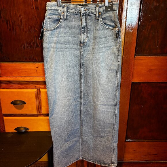 Silver Jeans Co. Maxi Jean Skirt w/ Back Slit High Rise W30 NWT - Picture 1 of 7